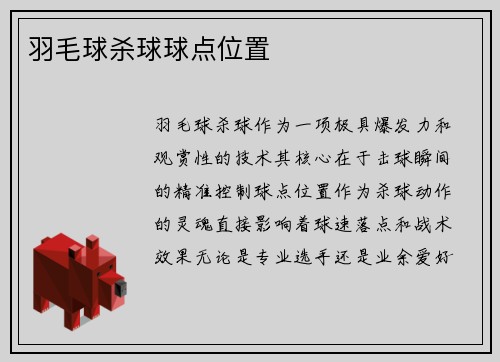 羽毛球杀球球点位置
